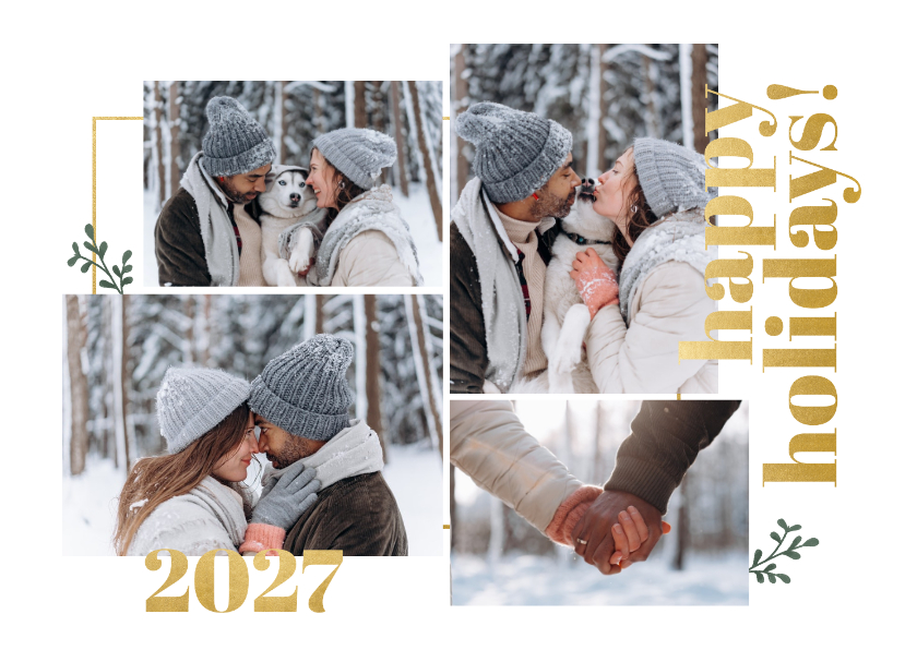 Stijlvolle nieuwjaarskaart met fotocollage 2027 - Nieuwjaarskaarten Nieuwjaarskaarten - Stijlvolle nieuwjaarskaart met fotocollage 2027