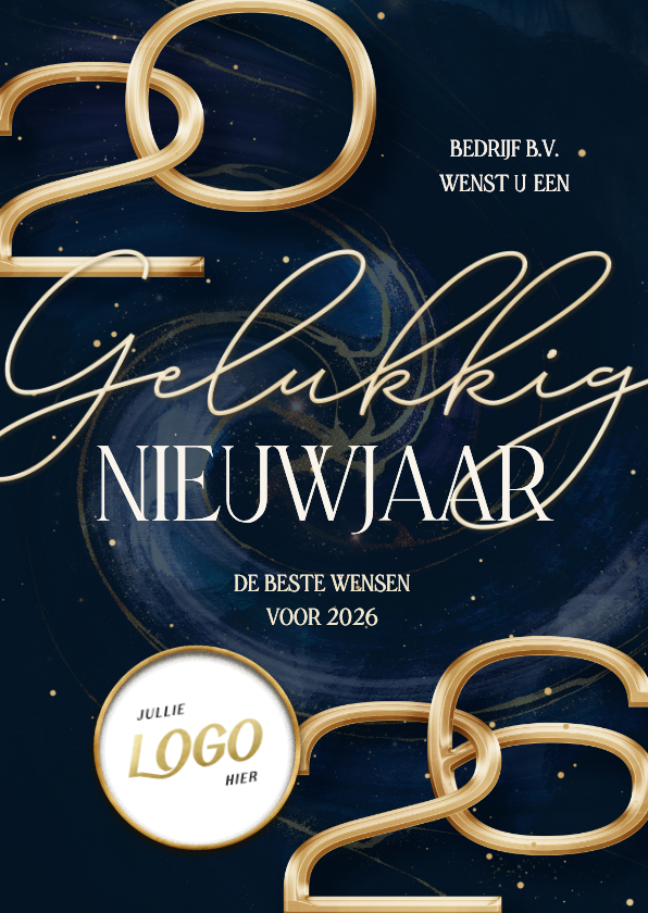 Nieuwjaarskaarten - Stijlvolle nieuwjaarskaart met marmer swirl en groot jaartal