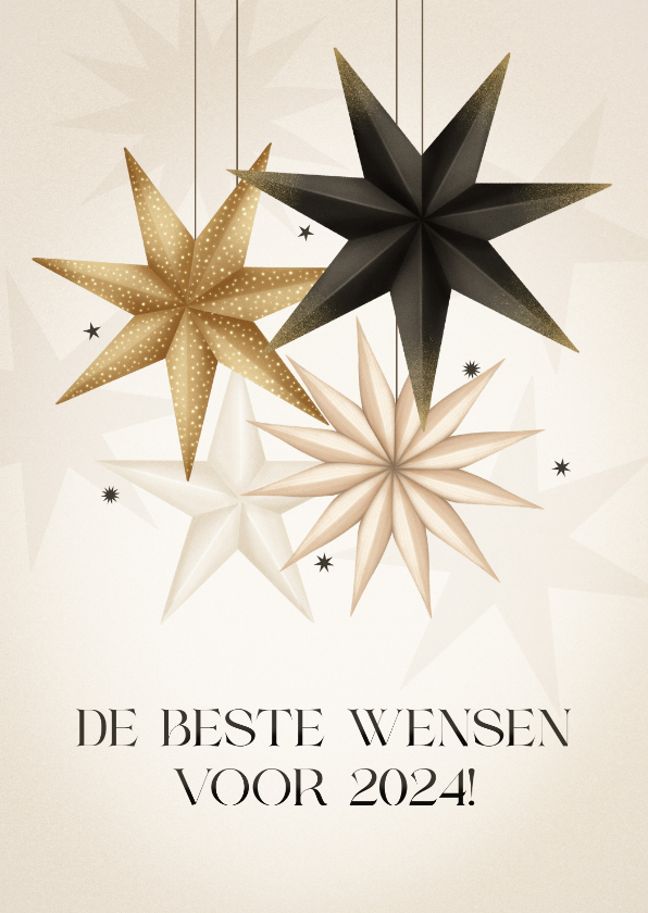 Nieuwjaarskaarten - Stijlvolle nieuwjaarskaart papieren kerstster 'beste wensen'