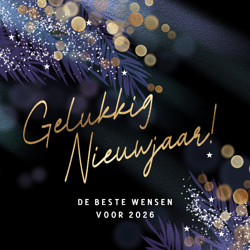 Stijlvolle nieuwjaarskaart sterren en takjes - Nieuwjaarskaarten Nieuwjaarskaarten - Stijlvolle nieuwjaarskaart sterren en takjes
