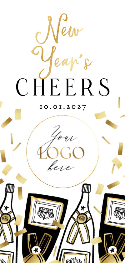 Stijlvolle uitnoding nieuwjaarsborrel champagne confetti - Nieuwjaarskaarten Nieuwjaarskaarten - Stijlvolle uitnoding nieuwjaarsborrel champagne confetti