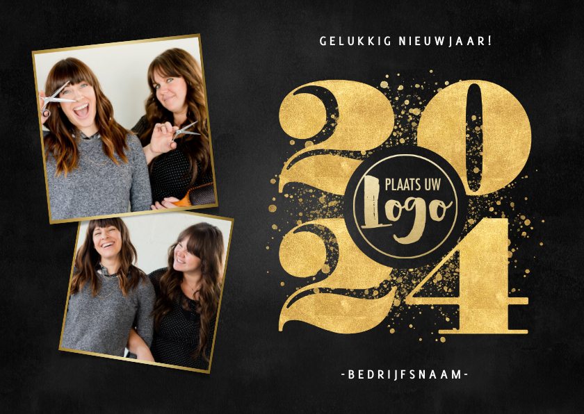 Stijlvolle zakelijke nieuwjaarskaart gouden spetters en 2023 - Nieuwjaarskaarten Nieuwjaarskaarten - Stijlvolle zakelijke nieuwjaarskaart gouden spetters en 2023