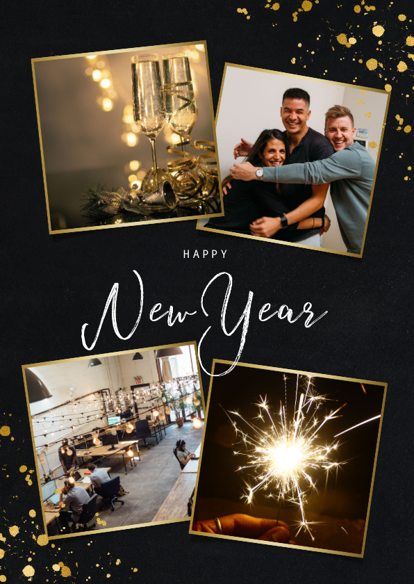 Stijlvolle zakelijke nieuwjaarskaart met fotocollage - Nieuwjaarskaarten Nieuwjaarskaarten - Stijlvolle zakelijke nieuwjaarskaart met fotocollage