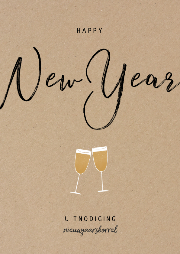 Stijlvolle zakelijke uitnodiging nieuwjaarsborrel - Nieuwjaarskaarten Nieuwjaarskaarten - Stijlvolle zakelijke uitnodiging nieuwjaarsborrel