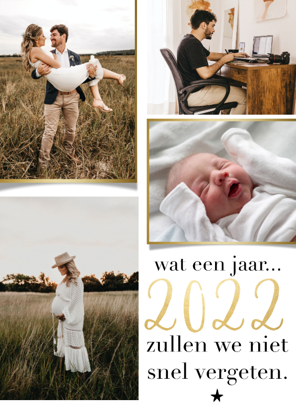 Trendy nieuwjaarskaart fotocollage 2022 niet snel vergeten - Nieuwjaarskaarten Nieuwjaarskaarten - Trendy nieuwjaarskaart fotocollage 2022 niet snel vergeten