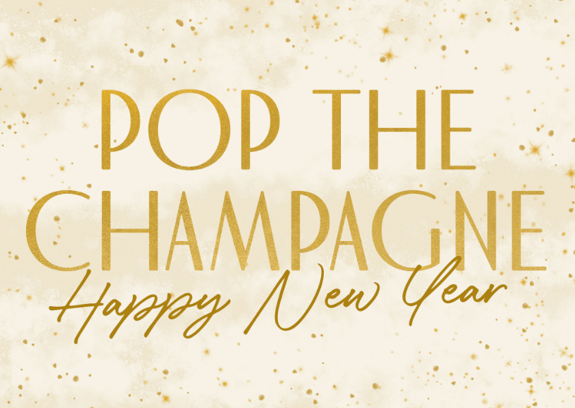 Nieuwjaarskaarten - Trendy nieuwjaarskaart met sterren pop the champagne