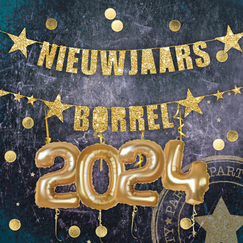 Uitnodiging nieuwjaarsborrel confetti - Nieuwjaarskaarten Nieuwjaarskaarten - Uitnodiging nieuwjaarsborrel confetti