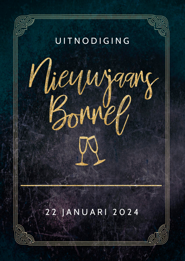 Uitnodiging nieuwjaarsborrel great gatsby stijl - Nieuwjaarskaarten Nieuwjaarskaarten - Uitnodiging nieuwjaarsborrel great gatsby stijl