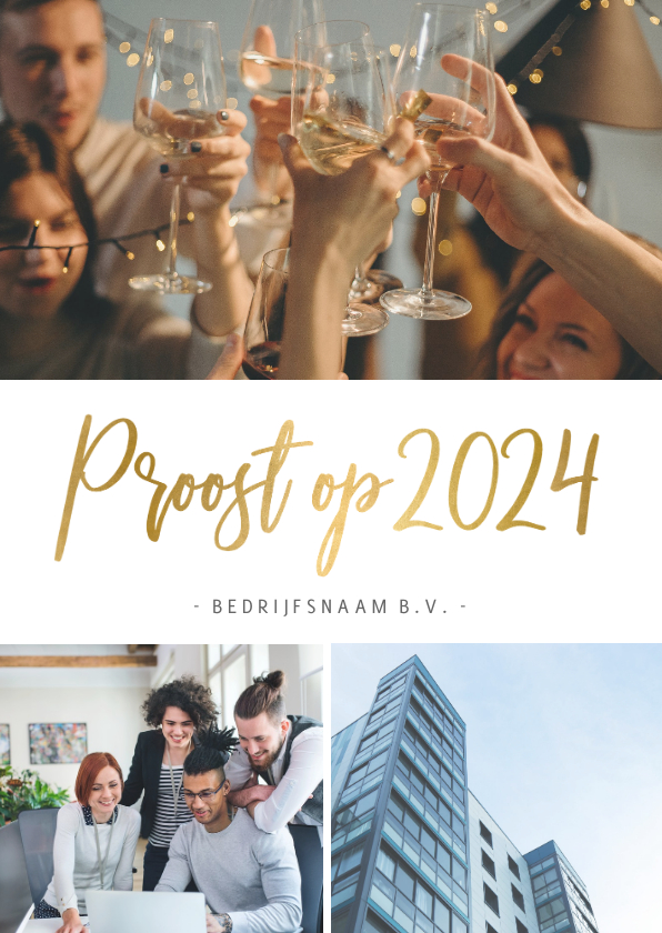 Nieuwjaarskaarten - Uitnodiging voor een zakelijke nieuwjaarsborrel met foto's
