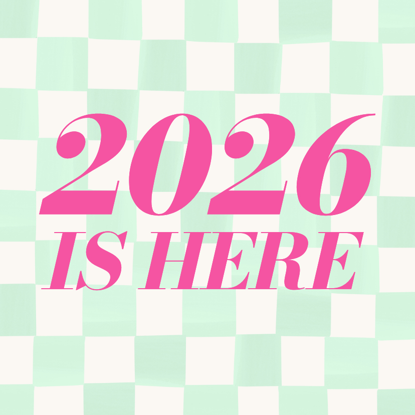 Nieuwjaarskaarten - Vrolijk nieuwjaarskaartje 2027 is here groen geblokt