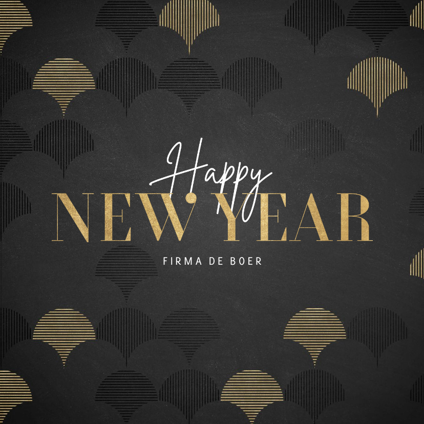 Nieuwjaarskaarten - Zakelijk nieuwjaarskaart goud vintage patroon Happy New Year