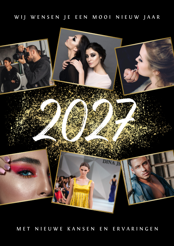 Nieuwjaarskaarten - Zakelijke kerst- en nieuwjaarskaart 2027 goud spetters foto