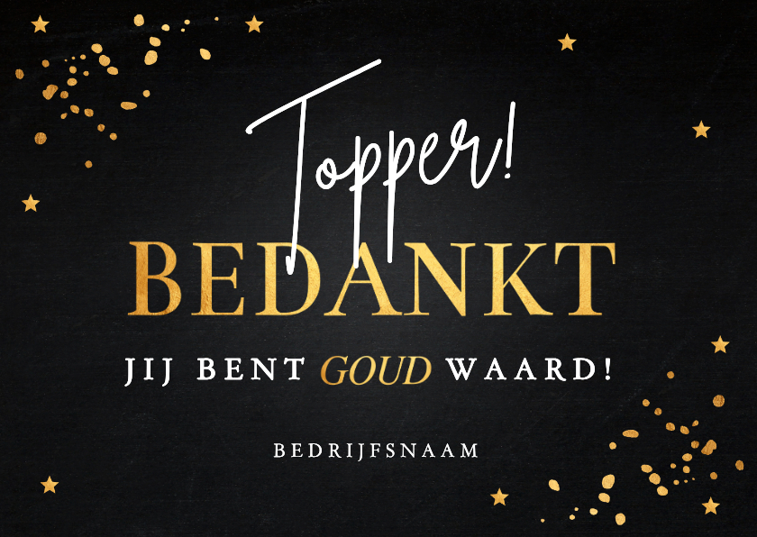 Zakelijke kerstkaart zwart bedankt medewerkers goudlook - Nieuwjaarskaarten Nieuwjaarskaarten - Zakelijke kerstkaart zwart bedankt medewerkers goudlook