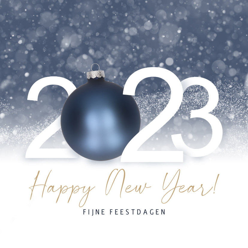 Nieuwjaarskaarten - Zakelijke nieuwjaarskaart 2023 blauwe kerstbal