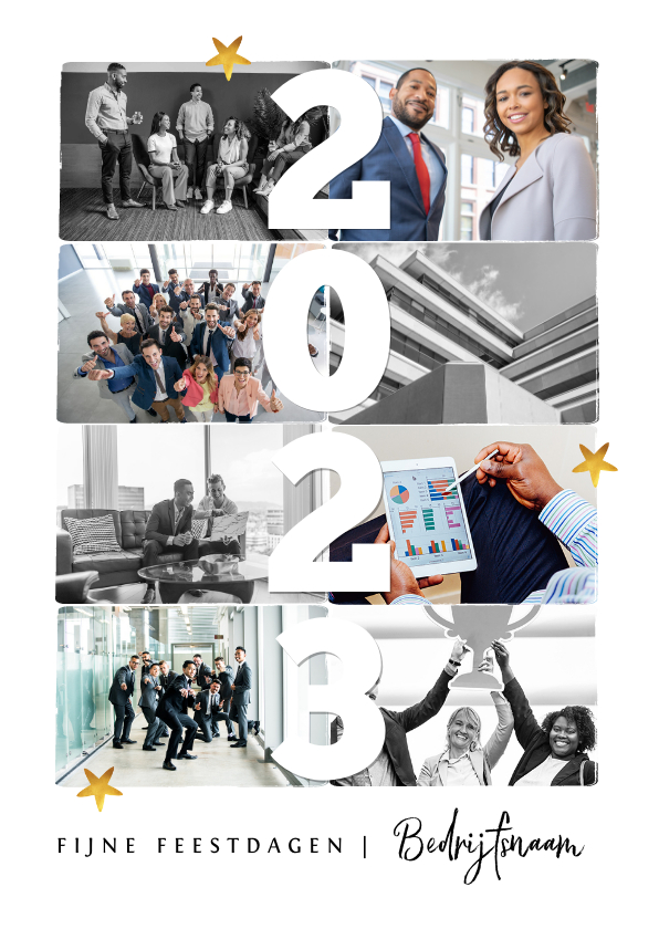 Zakelijke nieuwjaarskaart 2023 fotocollage sterren - Nieuwjaarskaarten Nieuwjaarskaarten - Zakelijke nieuwjaarskaart 2023 fotocollage sterren