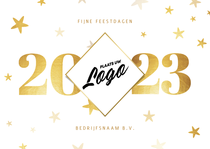 Zakelijke nieuwjaarskaart 2023 met logo ruit en sterren - Nieuwjaarskaarten Nieuwjaarskaarten - Zakelijke nieuwjaarskaart 2023 met logo ruit en sterren