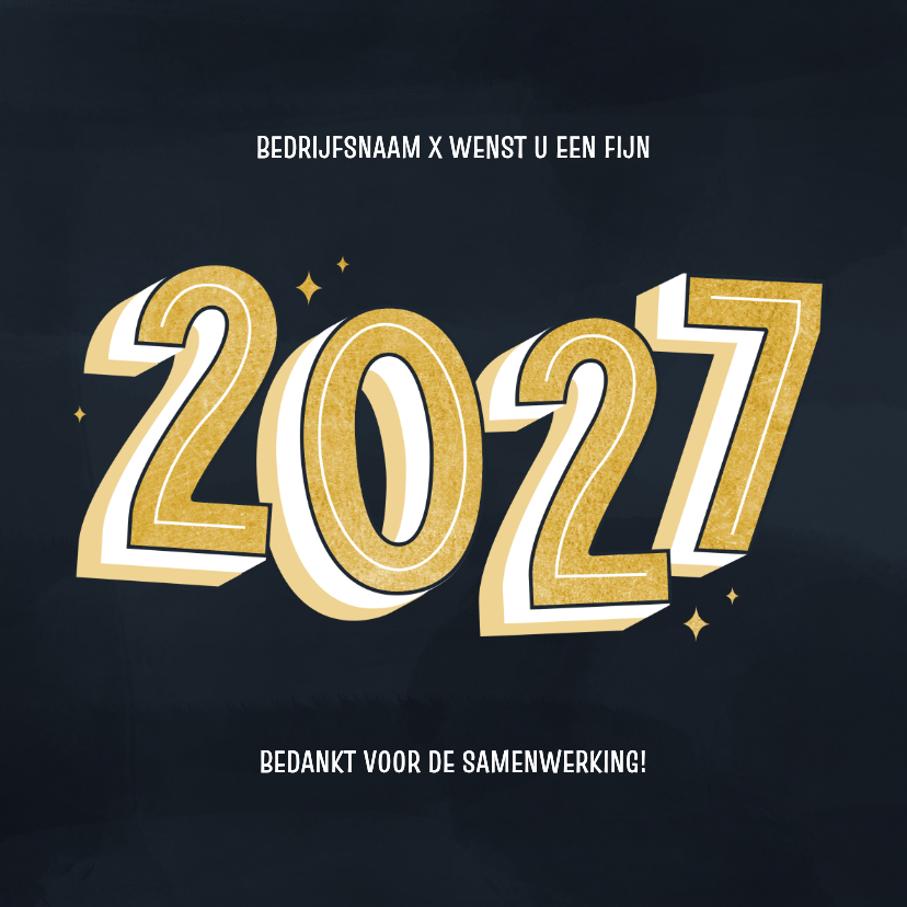 Nieuwjaarskaarten - Zakelijke nieuwjaarskaart 2027 donkerblauw goud