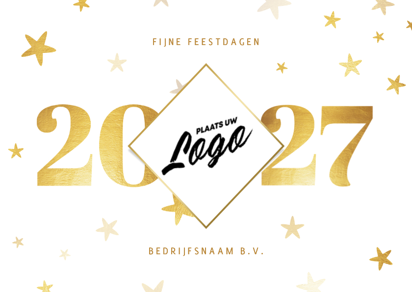 Zakelijke nieuwjaarskaart 2027 met logo ruit en sterren - Nieuwjaarskaarten Nieuwjaarskaarten - Zakelijke nieuwjaarskaart 2027 met logo ruit en sterren