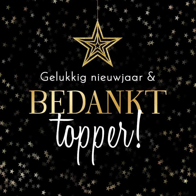 Nieuwjaarskaarten - Zakelijke nieuwjaarskaart bedankt topper ster gelukkig 2027