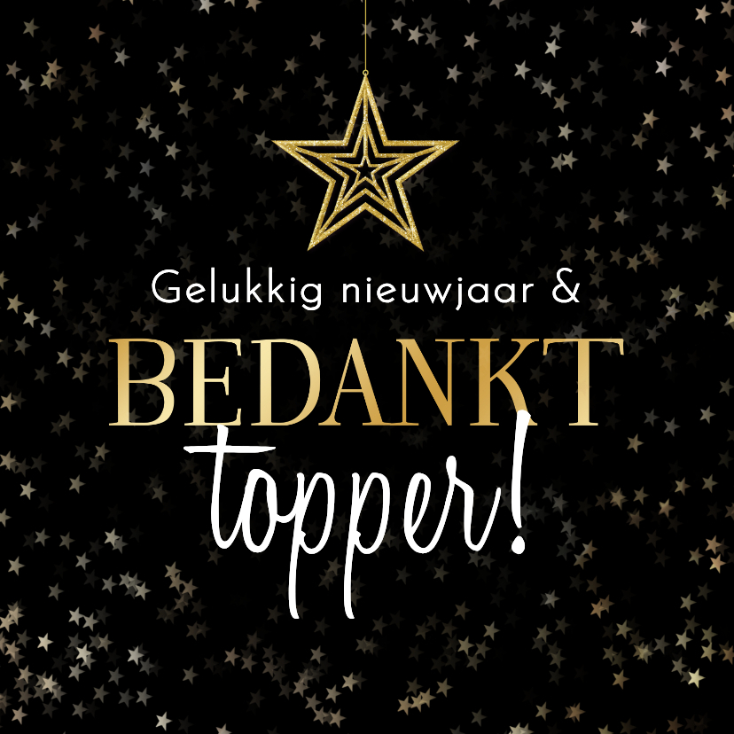 Zakelijke nieuwjaarskaart bedankt topper ster gelukkig 2027 - Nieuwjaarskaarten Nieuwjaarskaarten - Zakelijke nieuwjaarskaart bedankt topper ster gelukkig 2027
