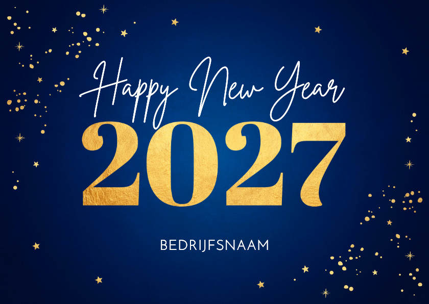 Zakelijke nieuwjaarskaart blauw 2027 goudlook - Nieuwjaarskaarten Nieuwjaarskaarten - Zakelijke nieuwjaarskaart blauw 2027 goudlook
