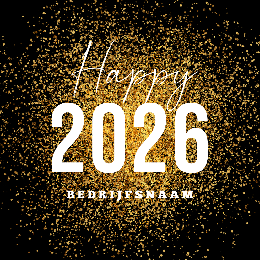Nieuwjaarskaarten - Zakelijke nieuwjaarskaart goud glitter vuurwerk 2027