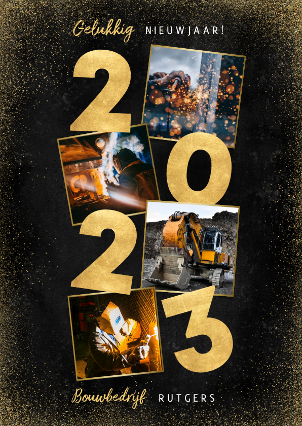 Nieuwjaarskaarten - Zakelijke nieuwjaarskaart gouden 2023 en foto's