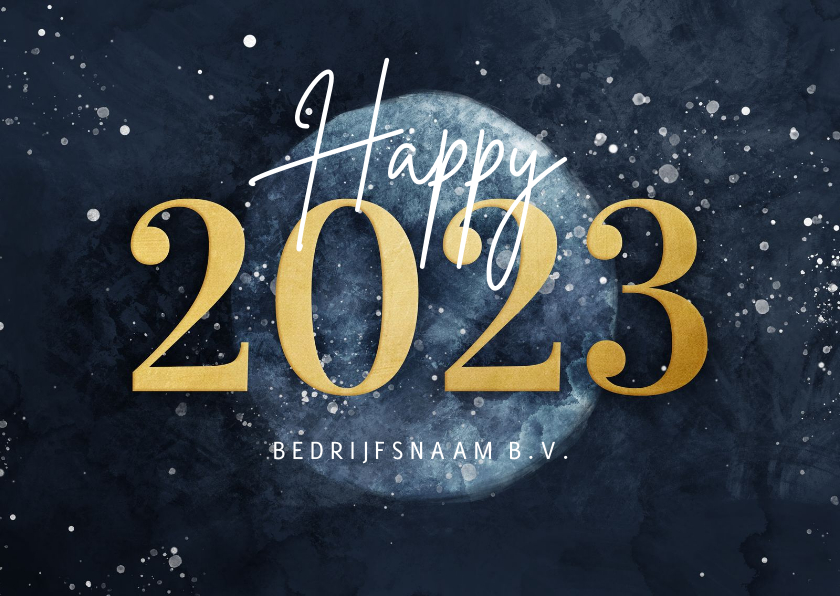 Nieuwjaarskaarten - Zakelijke nieuwjaarskaart gouden 2023 met wereldbol