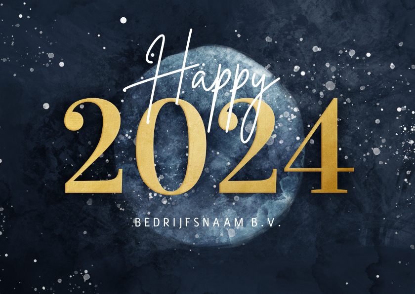 Nieuwjaarskaarten - Zakelijke nieuwjaarskaart gouden 2024 met wereldbol