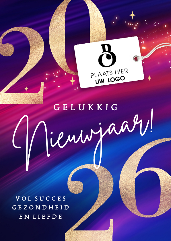 Zakelijke nieuwjaarskaart met logo 2026 - Nieuwjaarskaarten Nieuwjaarskaarten - Zakelijke nieuwjaarskaart met logo 2026