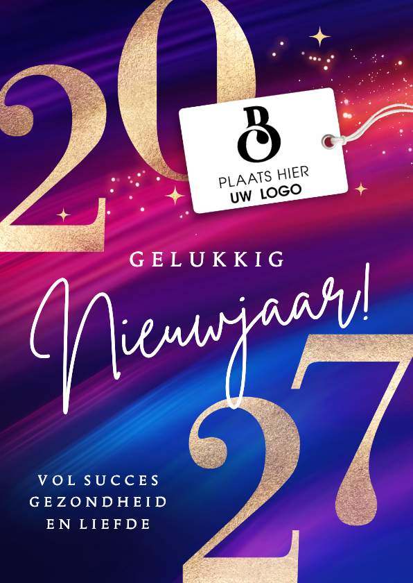 Zakelijke nieuwjaarskaart met logo 2027 - Nieuwjaarskaarten Nieuwjaarskaarten - Zakelijke nieuwjaarskaart met logo 2027