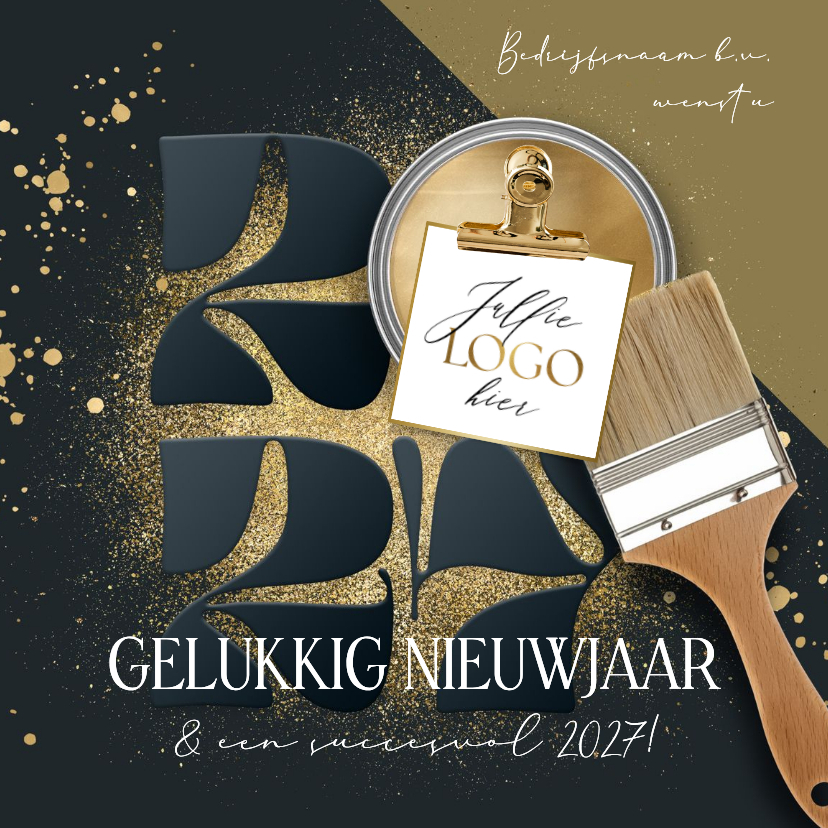 Nieuwjaarskaarten - Zakelijke nieuwjaarskaart schilder jaartal goud