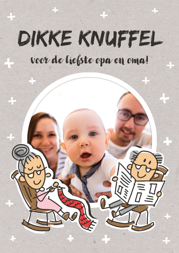 Lieve opa en oma kaart met dikke knuffel en foto - Opa en Oma kaarten Opa en Oma kaarten - Lieve opa en oma kaart met dikke knuffel en foto