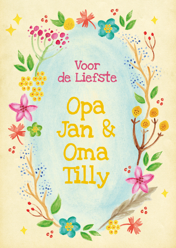 Opa en oma dag bloemenkrans - Opa en Oma kaarten Opa en Oma kaarten - Opa en oma dag bloemenkrans