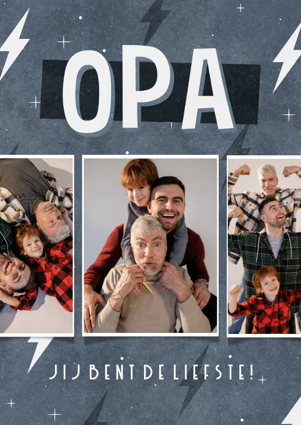 Opa en Oma kaarten - Opa kaart fotocollage stoer opa jij bent de liefste