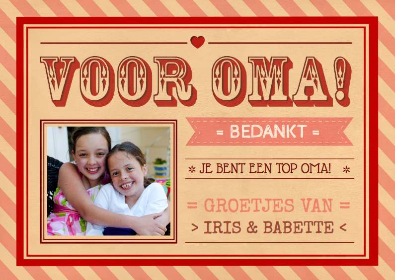 Voor Oma - Bedankt - Vintage - Opa en Oma kaarten Opa en Oma kaarten - Voor Oma - Bedankt - Vintage