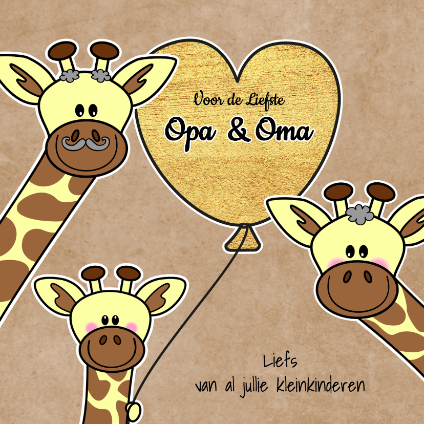 Wonderbaarlijk Lieve Opa en Oma giraffe hart | Kaartje2go JC-34