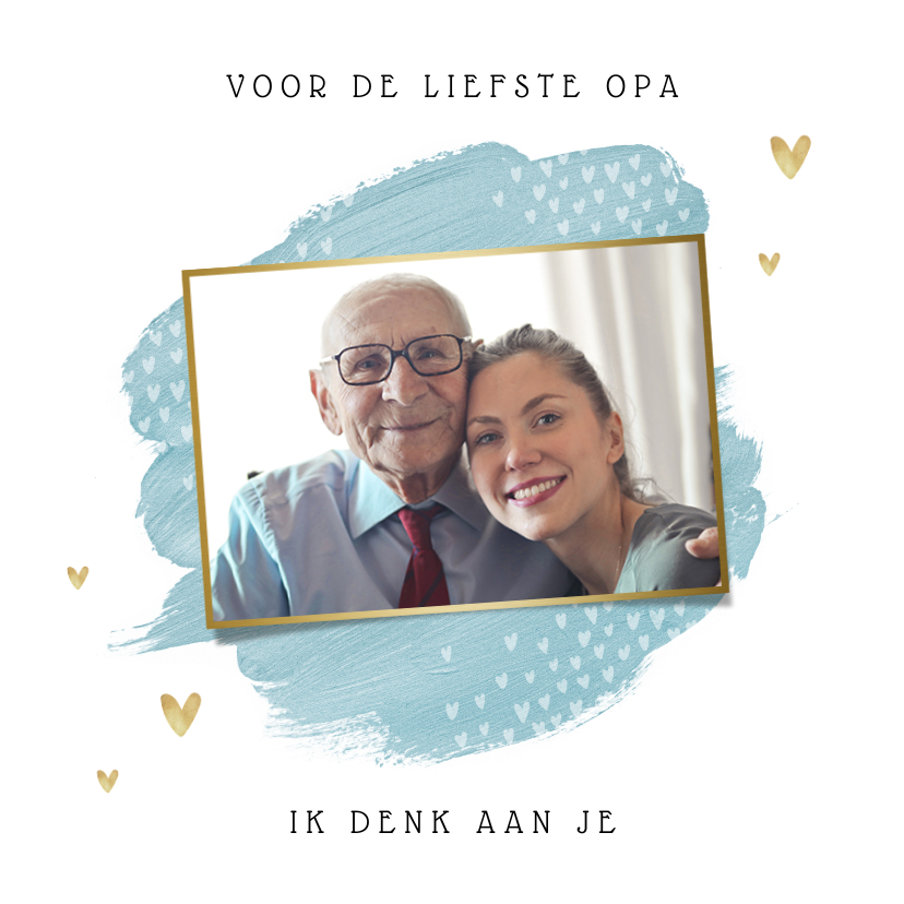 Opa en of oma kaart stijlvol hartjes foto goud waterverf - Opa en Oma kaarten Opa en Oma kaarten - Opa en of oma kaart stijlvol hartjes foto goud waterverf