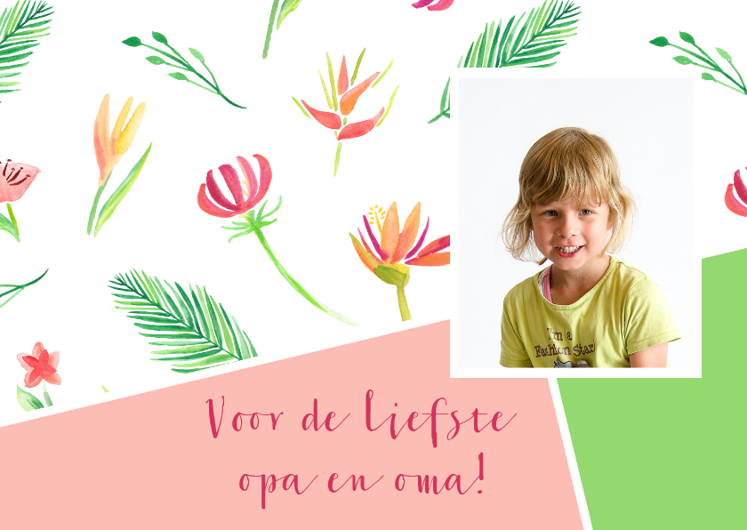 Opa- en omadagkaart met bloemen en foto - Opa & Omadag kaarten Opa & Omadag kaarten - Opa- en omadagkaart met bloemen en foto