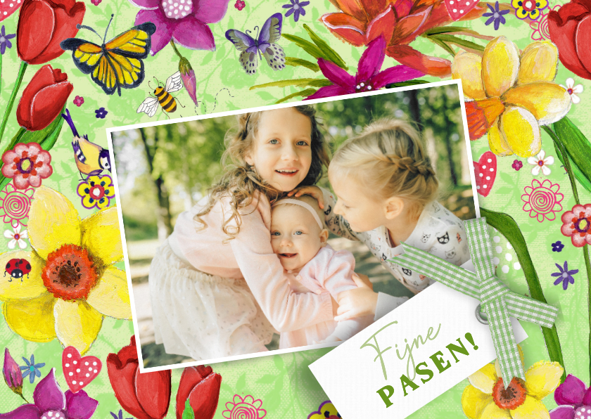 Paaskaarten - Fijne Pasen Narcissen