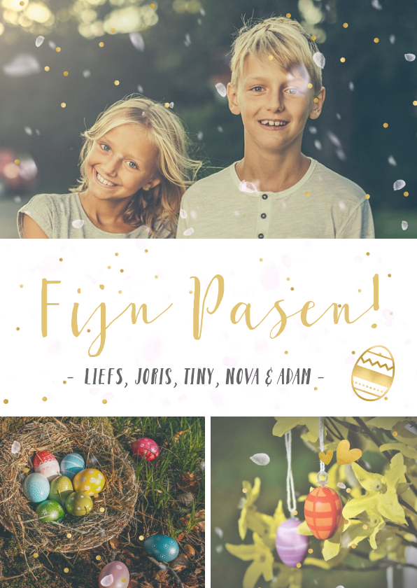 Paaskaarten - Fotokaart pasen met ruimte voor 3 eigen foto's