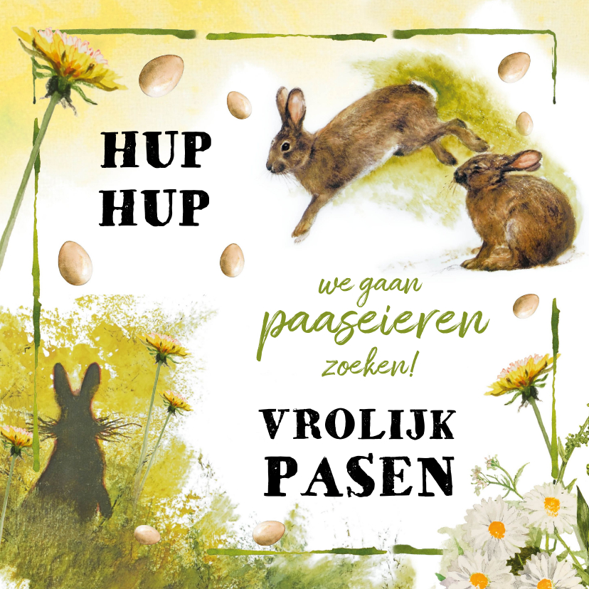 Paaskaarten - Grappige paaskaart met paaseieren en paashazen