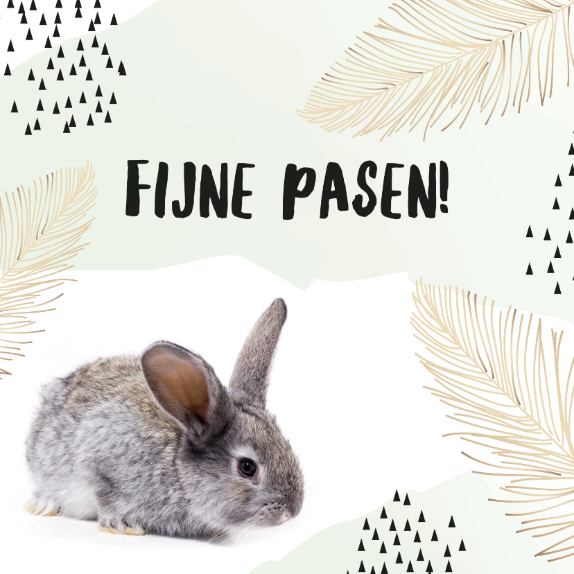 Hippe paaskaart konijn en waterverf - Paaskaarten Paaskaarten - Hippe paaskaart konijn en waterverf