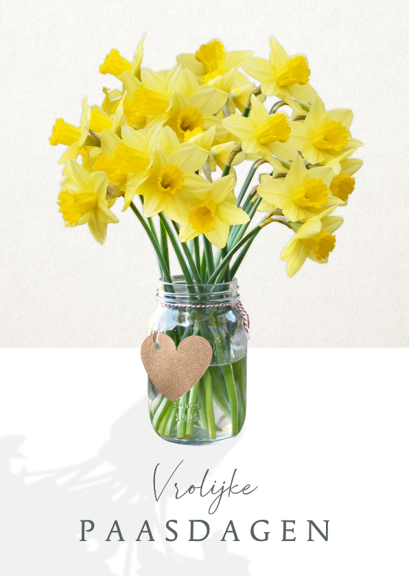 Klassieke paaskaart met foto van bos gele narcissen - Paaskaarten Paaskaarten - Klassieke paaskaart met foto van bos gele narcissen
