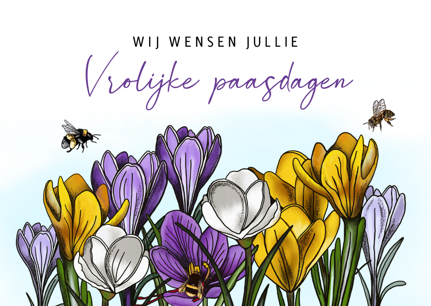 Paaskaarten - Paaskaart crocussen lente