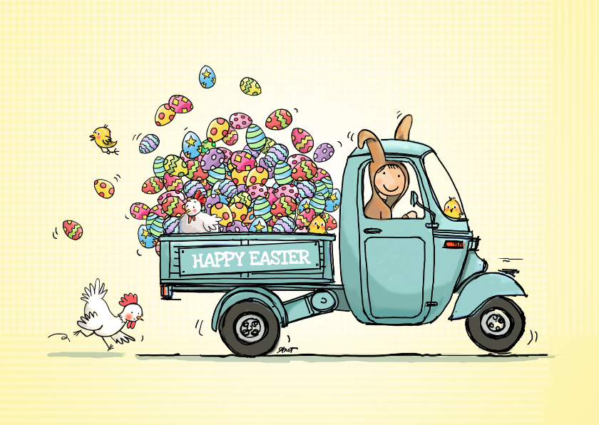 Paaskaarten - Paaskaart Driewieler