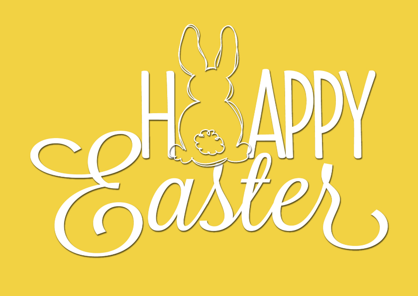 Paaskaart Happy Easter geel - Paaskaarten Paaskaarten - Paaskaart Happy Easter geel