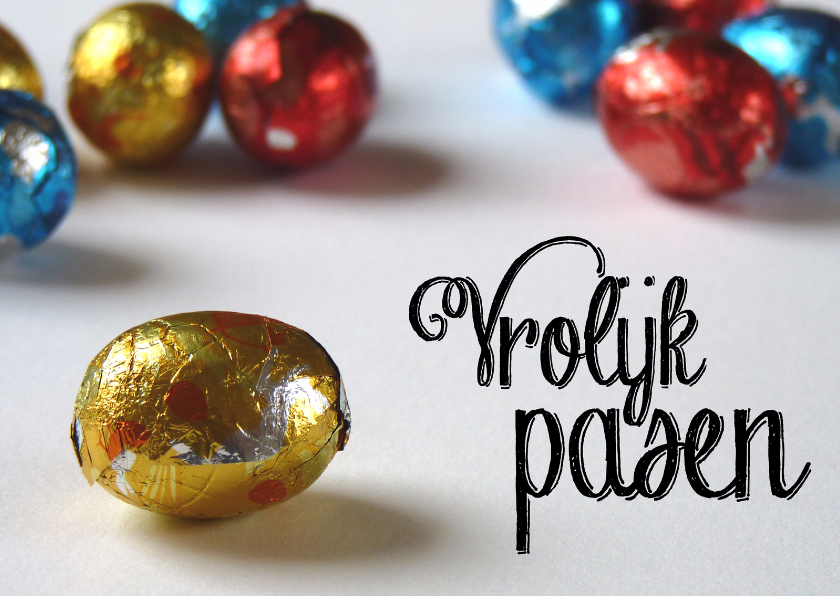 Paaskaart kleurige paaseitjes - Paaskaarten Paaskaarten - Paaskaart kleurige paaseitjes
