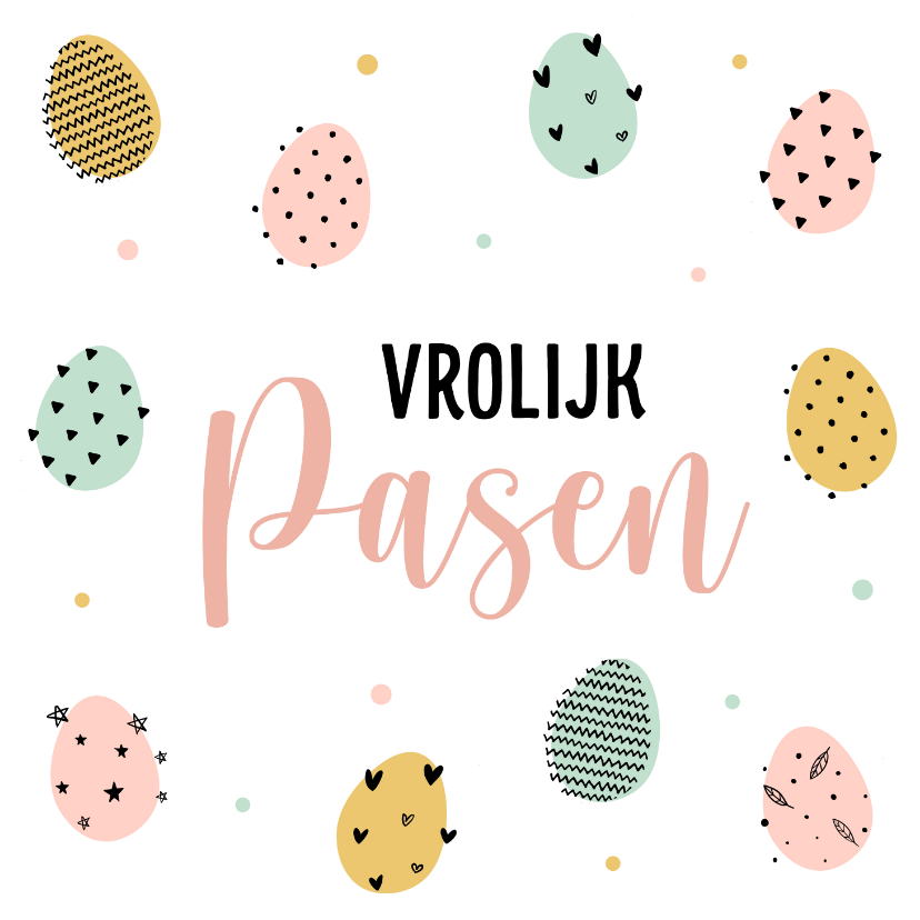 Paaskaart met kleurrijke eitjes - Paaskaarten Paaskaarten - Paaskaart met kleurrijke eitjes