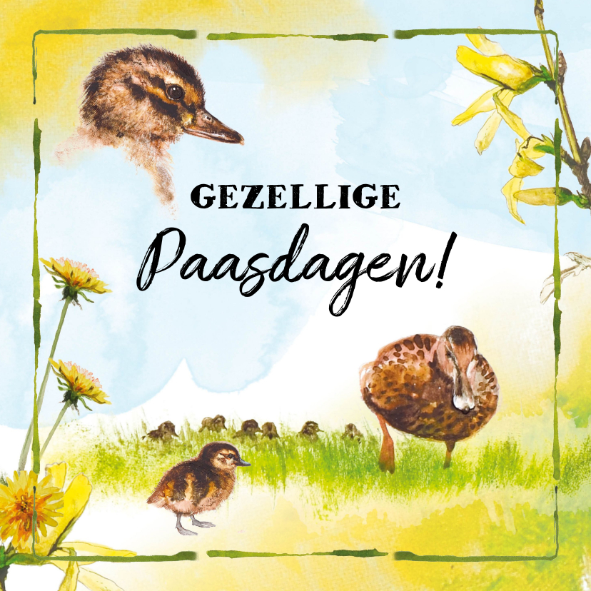 Paaskaarten - Paaskaart met vrolijke eendjes